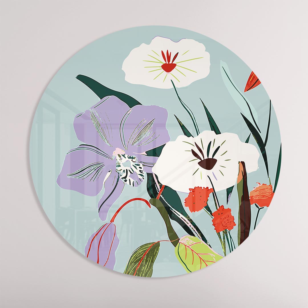 Botanische Bloemencirkel Muurcirkel-WallArtistic