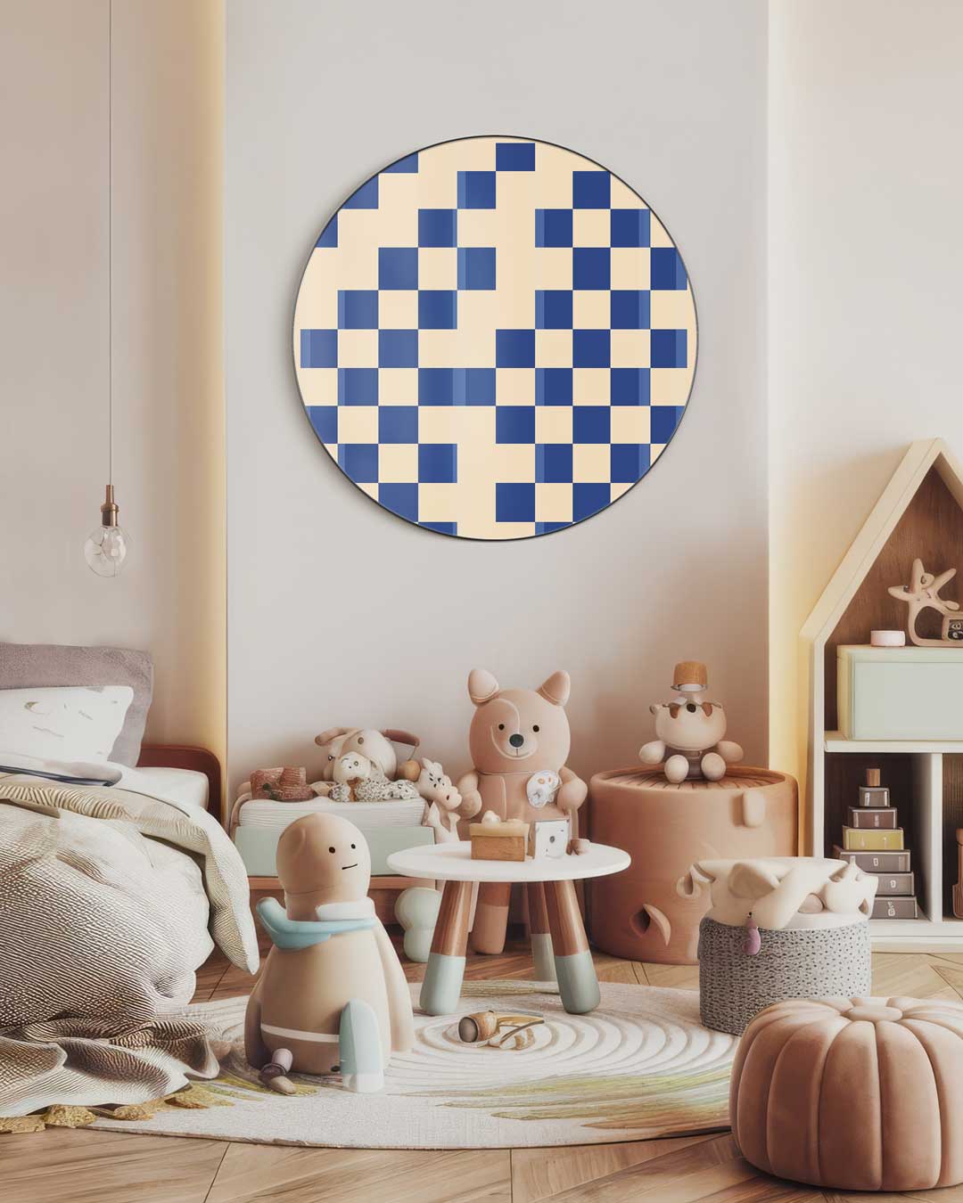 Tijdloze Blauwe Patroon Muurcirkel-WallArtistic