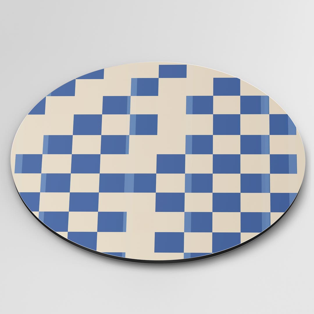 Tijdloze Blauwe Patroon Muurcirkel-WallArtistic