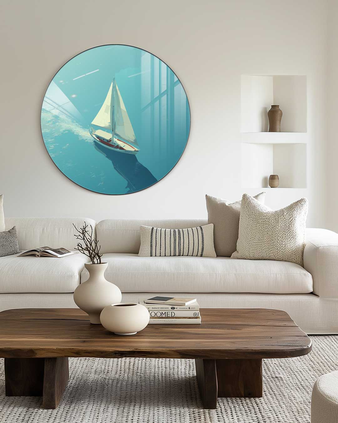 Zeilboot Avontuur Muurcirkel-WallArtistic
