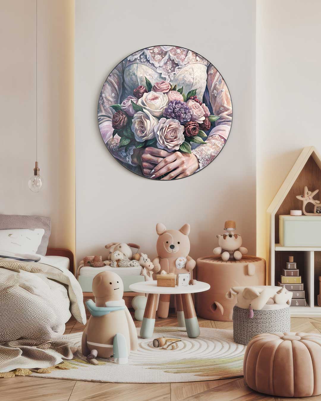 Romantische Bloemen Bruid Muurcirkel-WallArtistic
