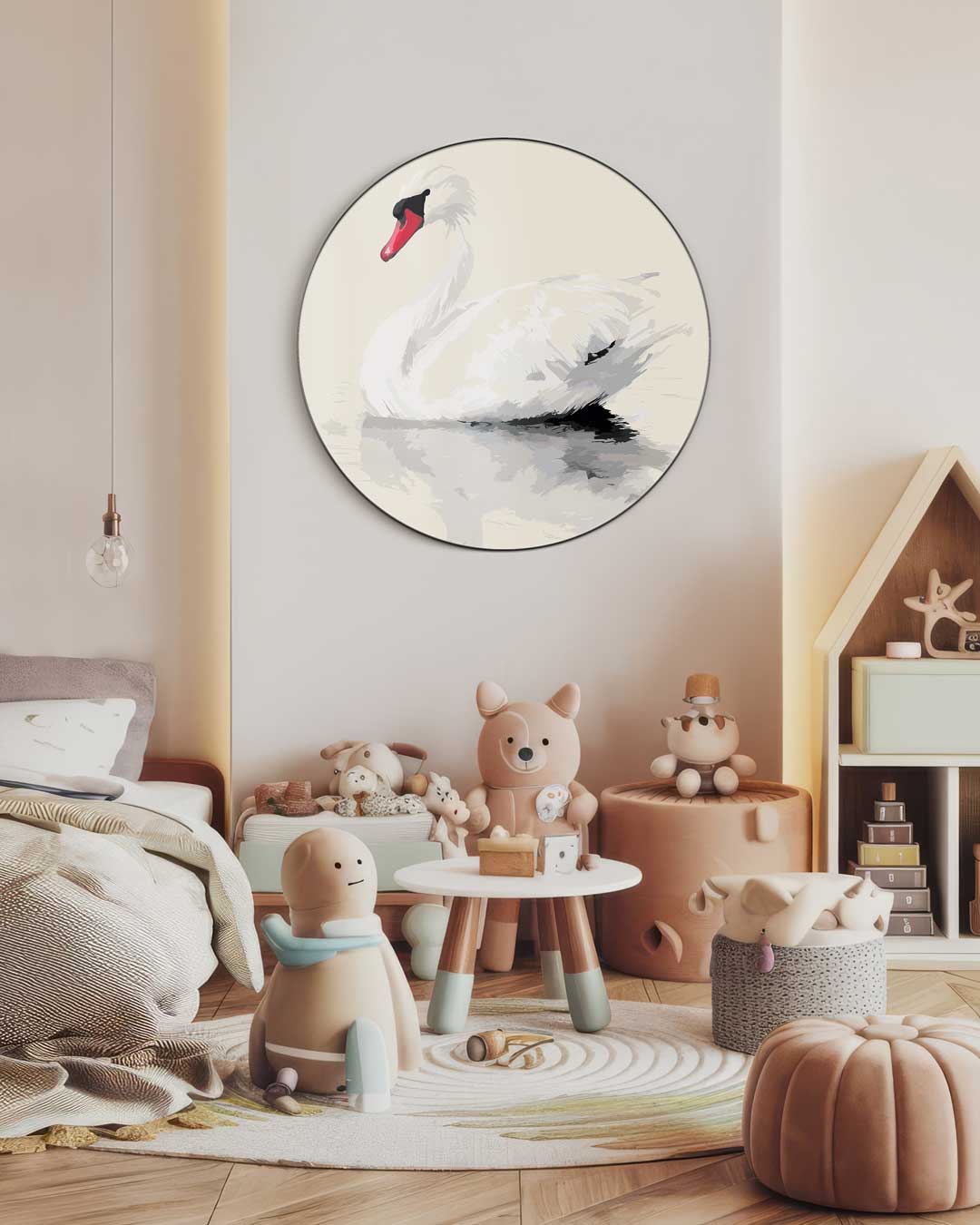 Elegante Zwaan Muurcirkel-WallArtistic