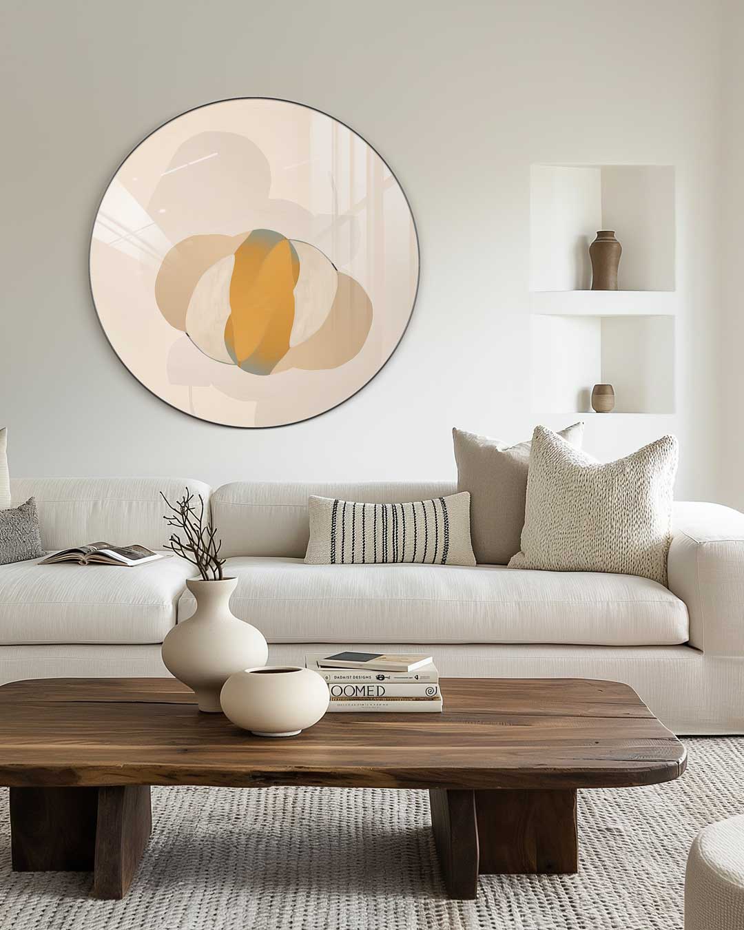 Stijlvolle Beige Muurcirkel-WallArtistic