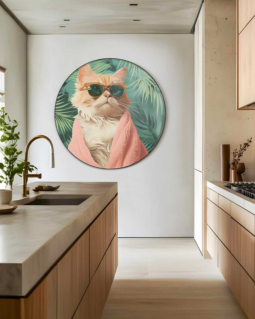 Tropische Kat Muurcirkel-WallArtistic