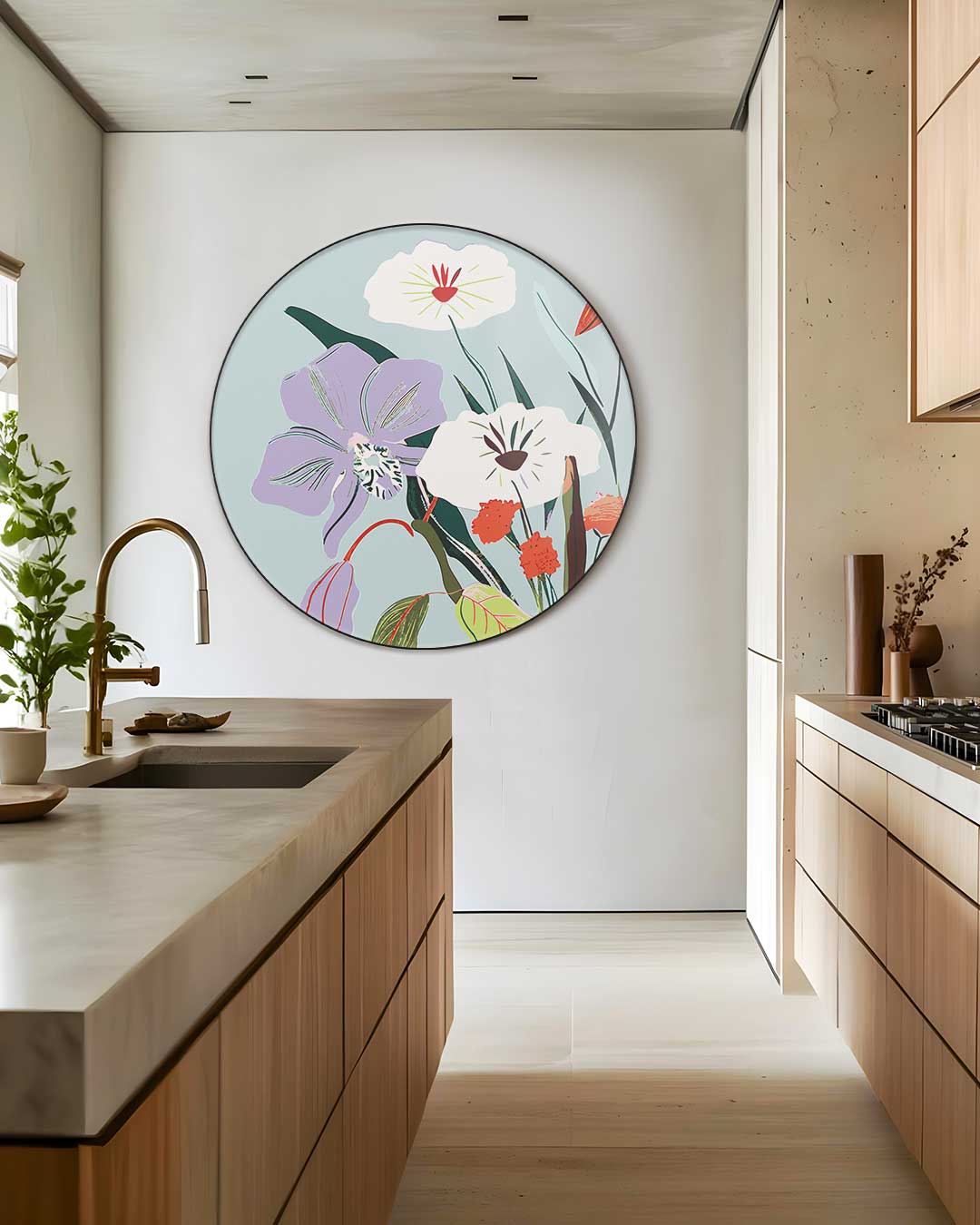 Botanische Bloemencirkel Muurcirkel-WallArtistic
