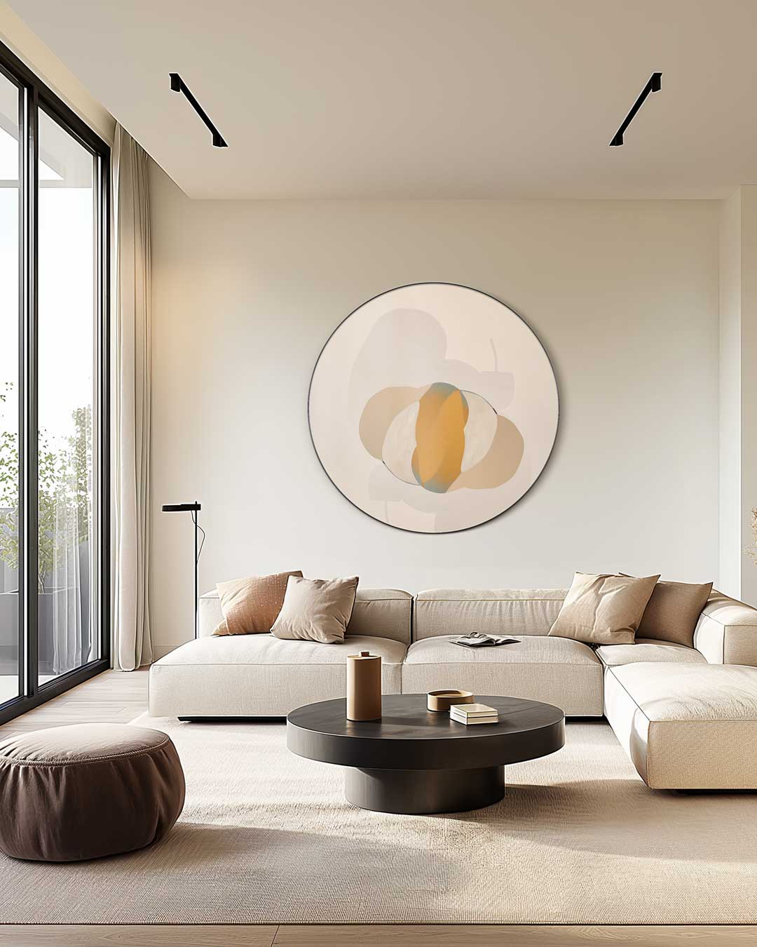 Stijlvolle Beige Muurcirkel-WallArtistic