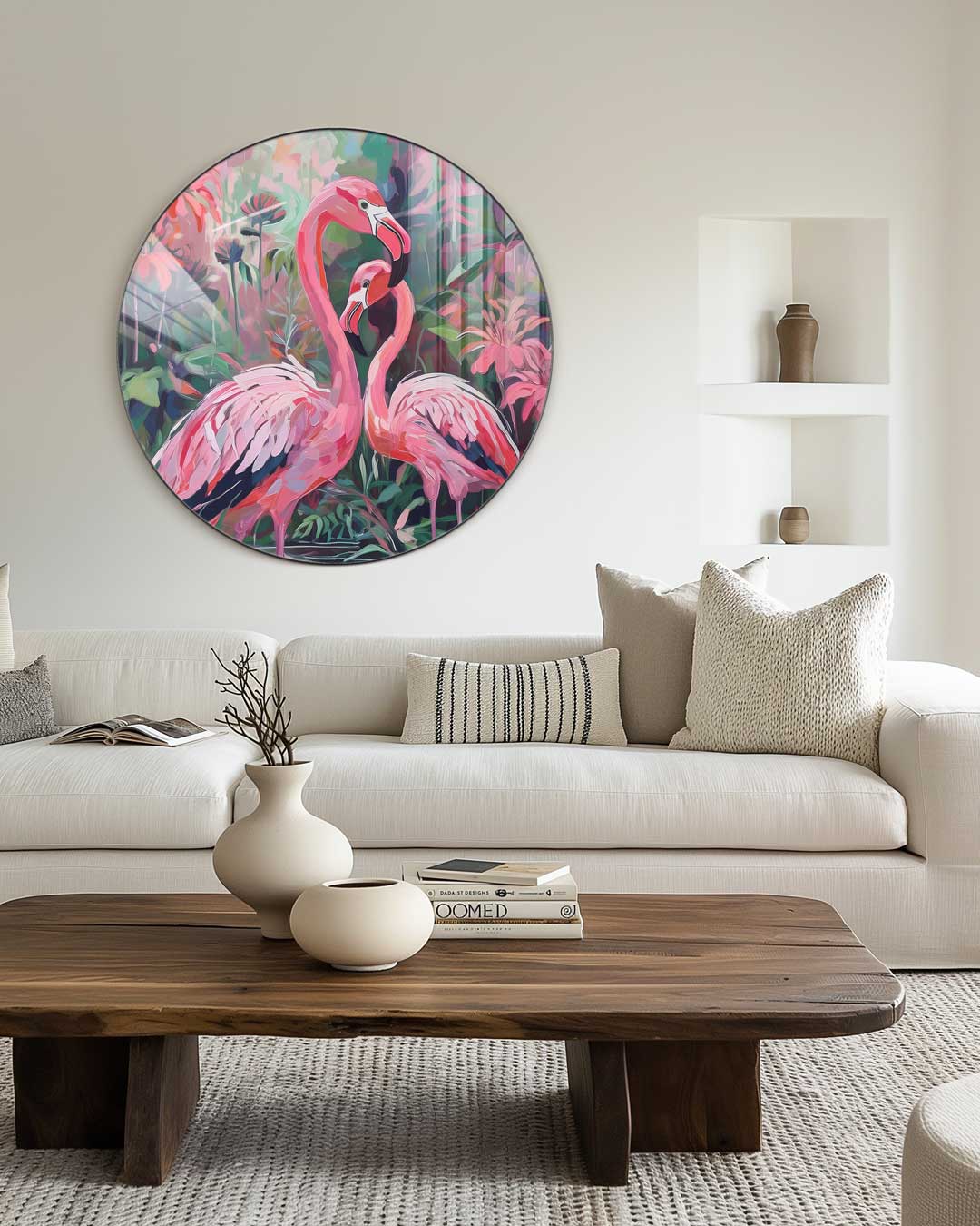 Tropische Flamingo Muurcirkel-WallArtistic