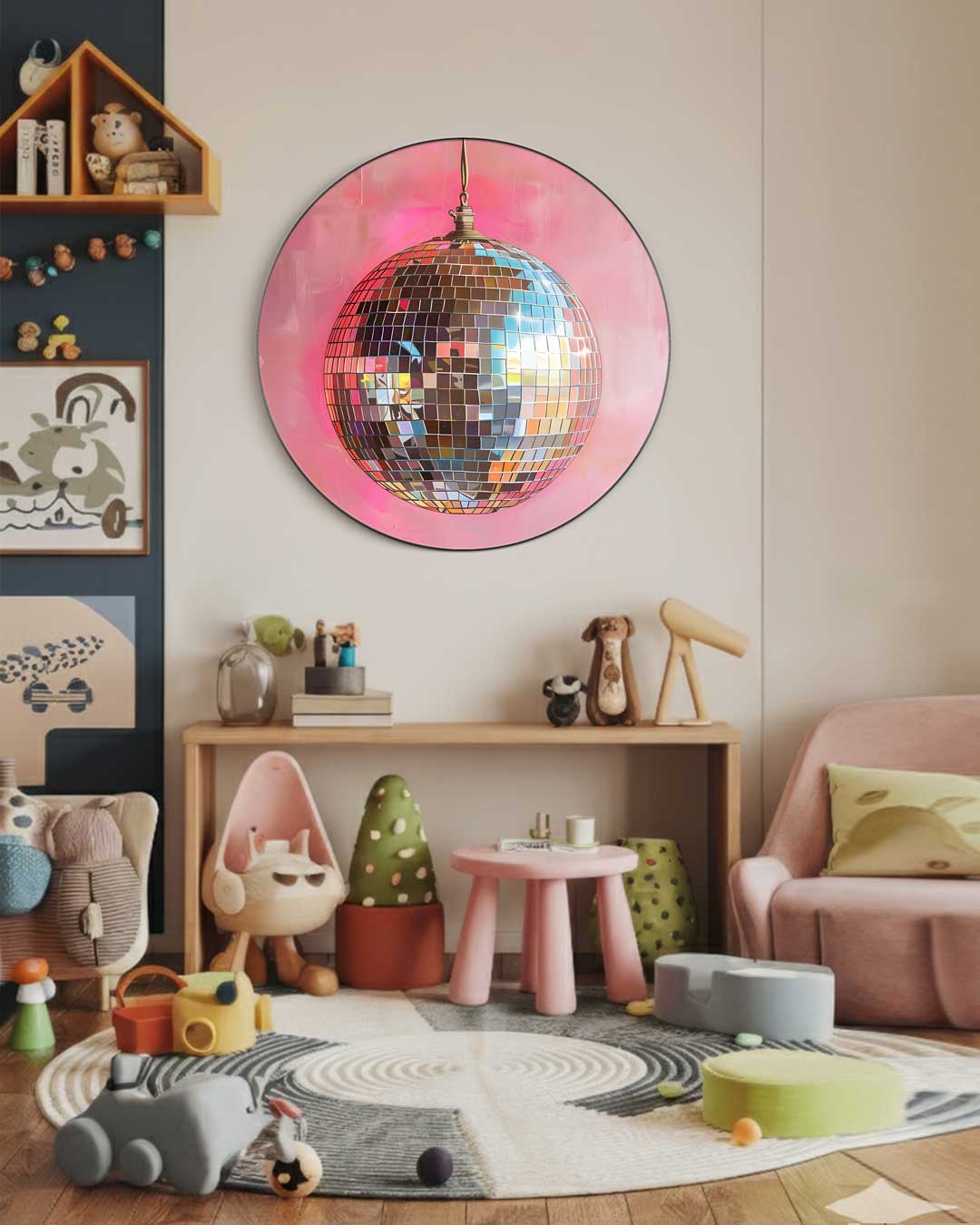 Sprankelende Disco Muurcirkel-WallArtistic