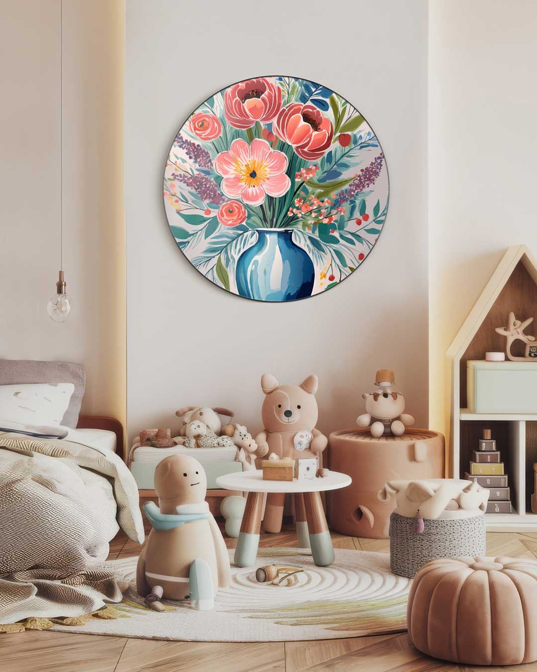 Vrolijke Bloemen Muurcirkel-WallArtistic