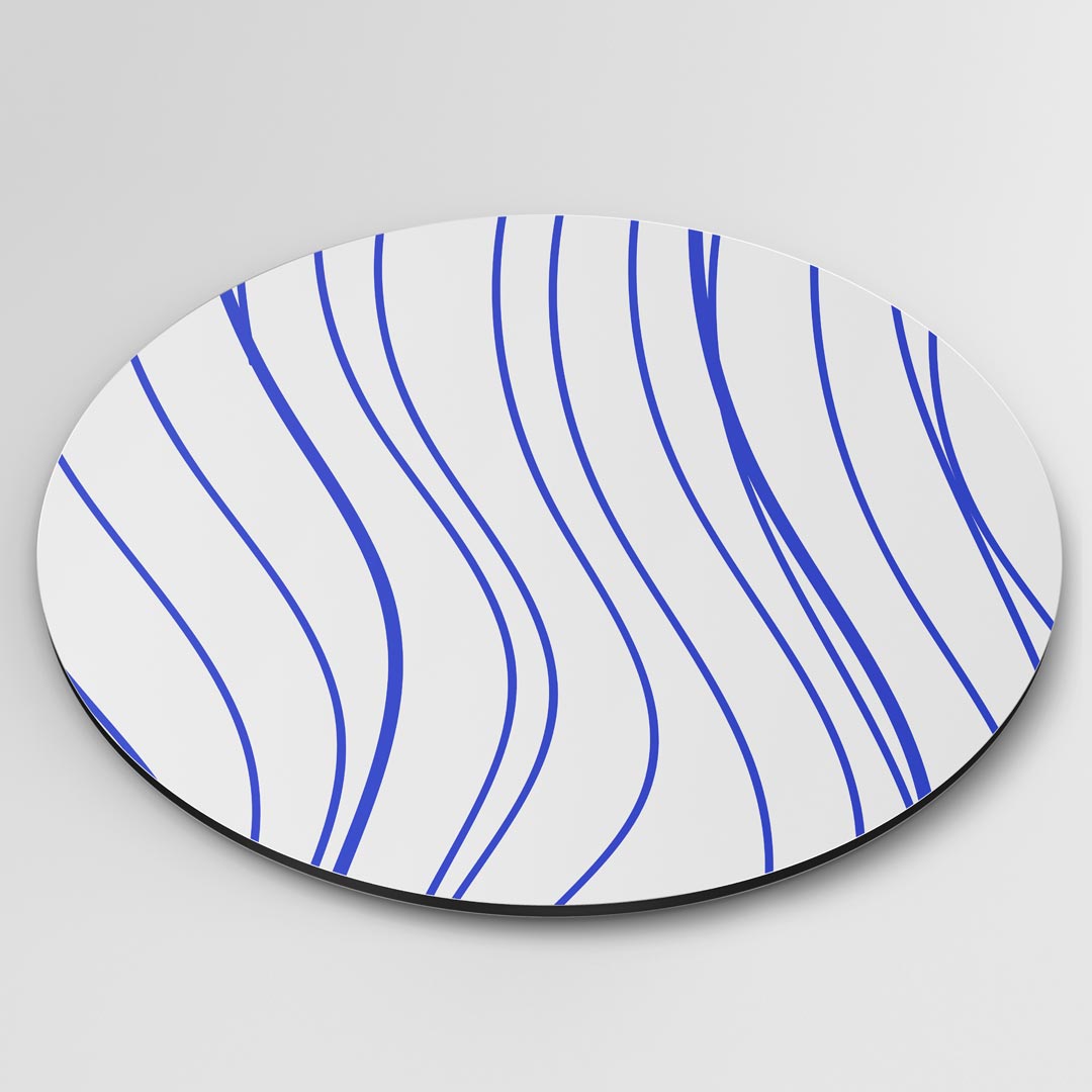 Moderne Blauwe Lijnen Muurcirkel-WallArtistic