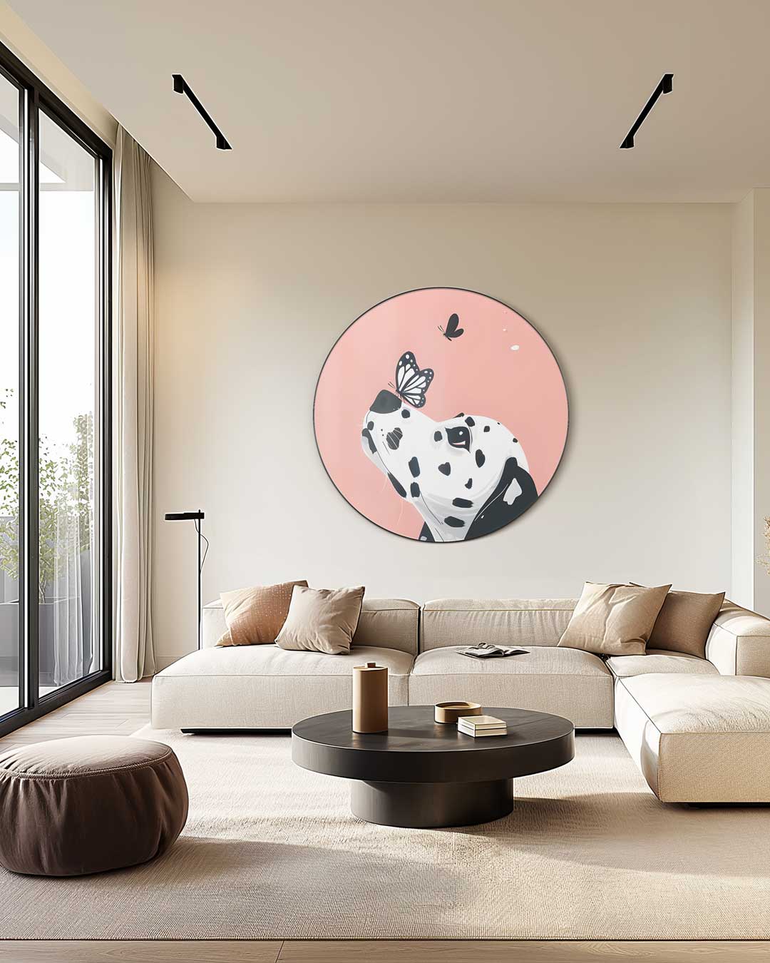 Dalmatier met Vlinders Muurcirkel-WallArtistic