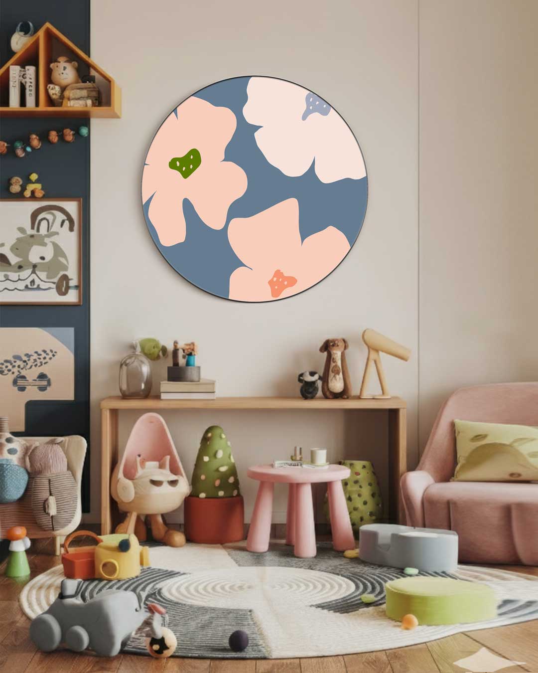 Bloemrijke Muurcirkel Vrolijke Kleuren-WallArtistic