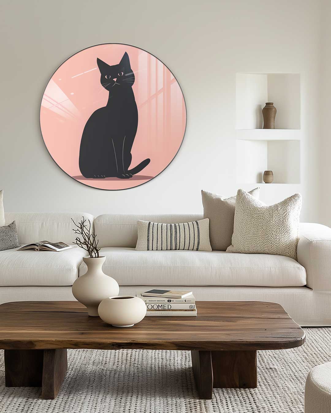 Stijlvolle Zwarte Kat Muurcirkel-WallArtistic