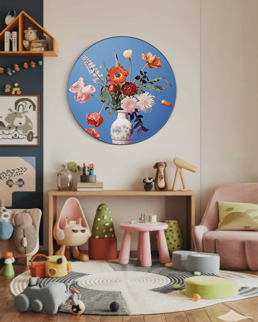 Bloeiende Elegantie Muurcirkel-WallArtistic