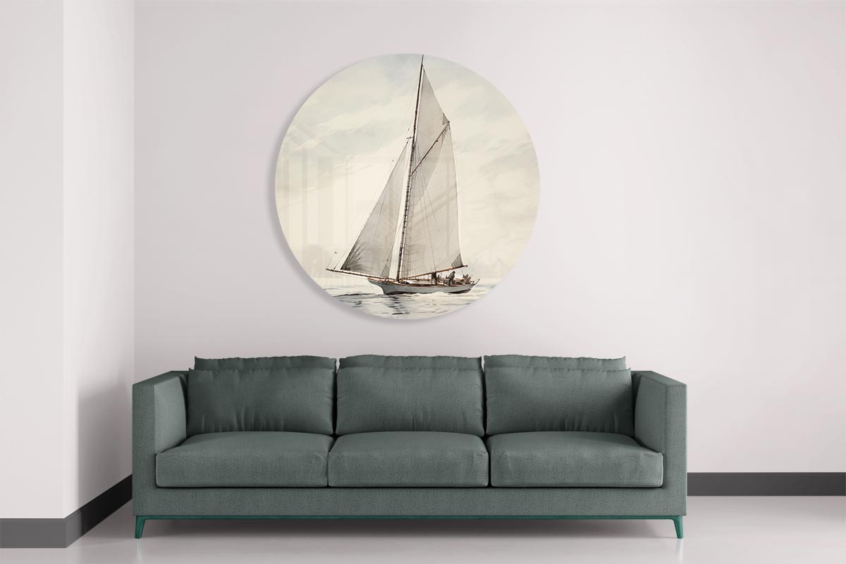 Zeilboot Muurcirkel-WallArtistic