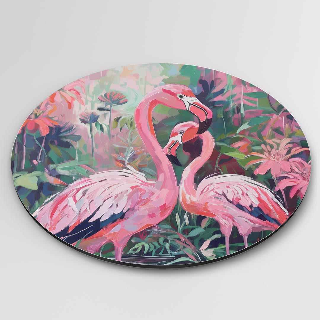 Tropische Flamingo Muurcirkel-WallArtistic
