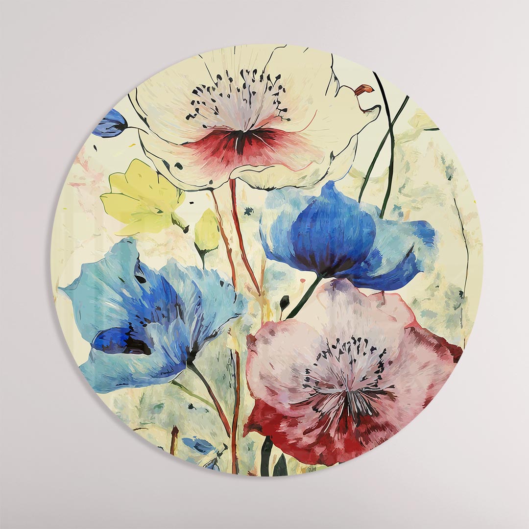 Bloemrijke Artistieke Muurcirkel-WallArtistic