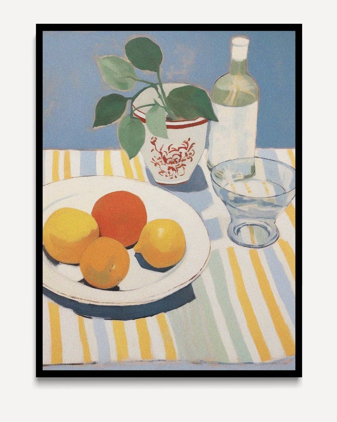 Fruit en streepjeskleed