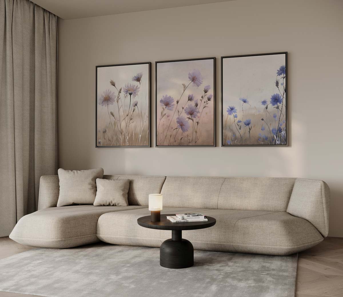 Veldbloemen in pastel Kunstwerk-canvas-dibond-plexiglas-wanddecoratie-WallArtistic