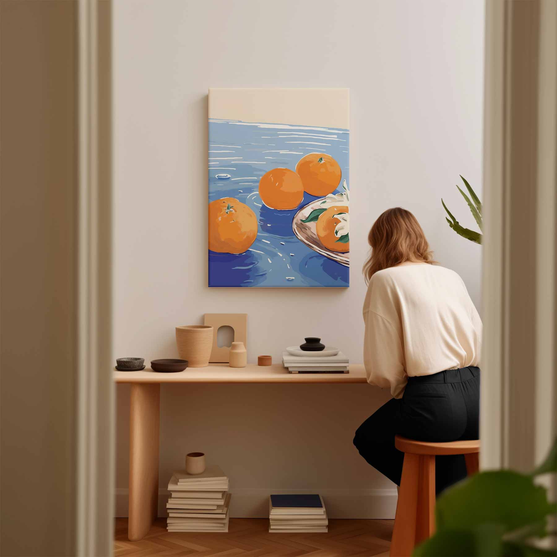 Mandarijnen op blauw