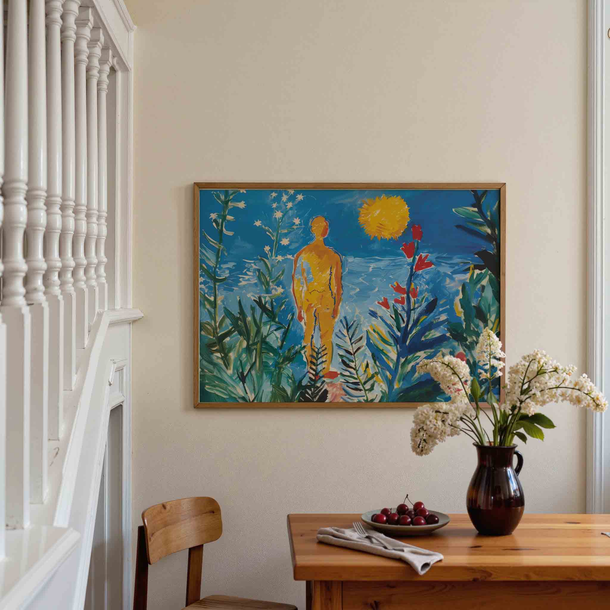 Figuur in kleurrijke natuur Poster