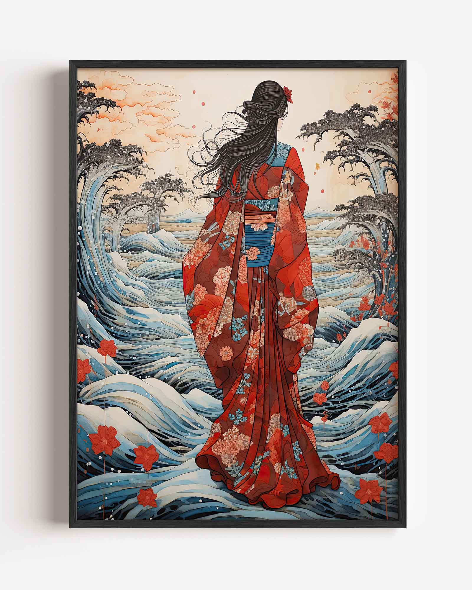 Vrouw in kimono Poster
