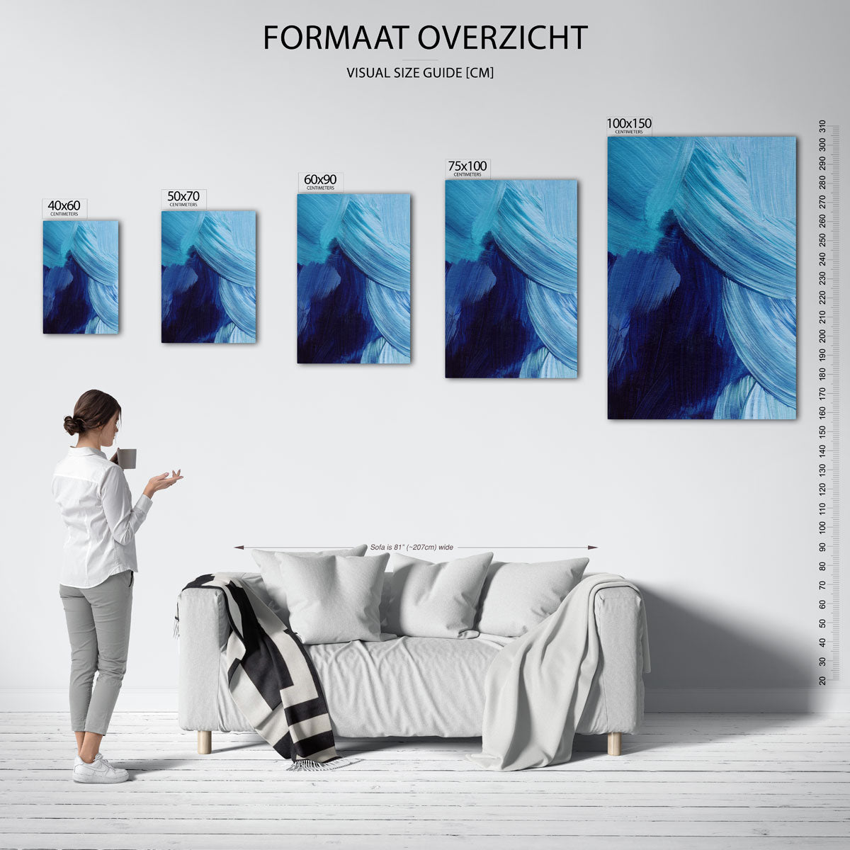 Dynamische blauwe beweging Kunstwerk