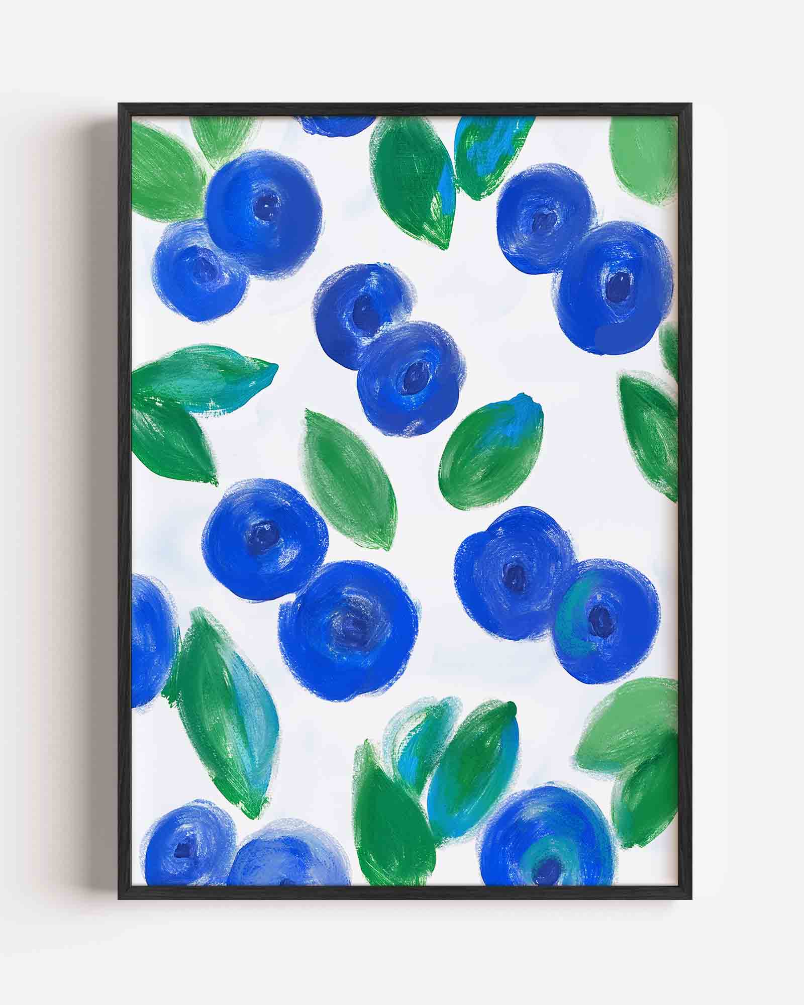 Blauwe bessen en bladeren Poster