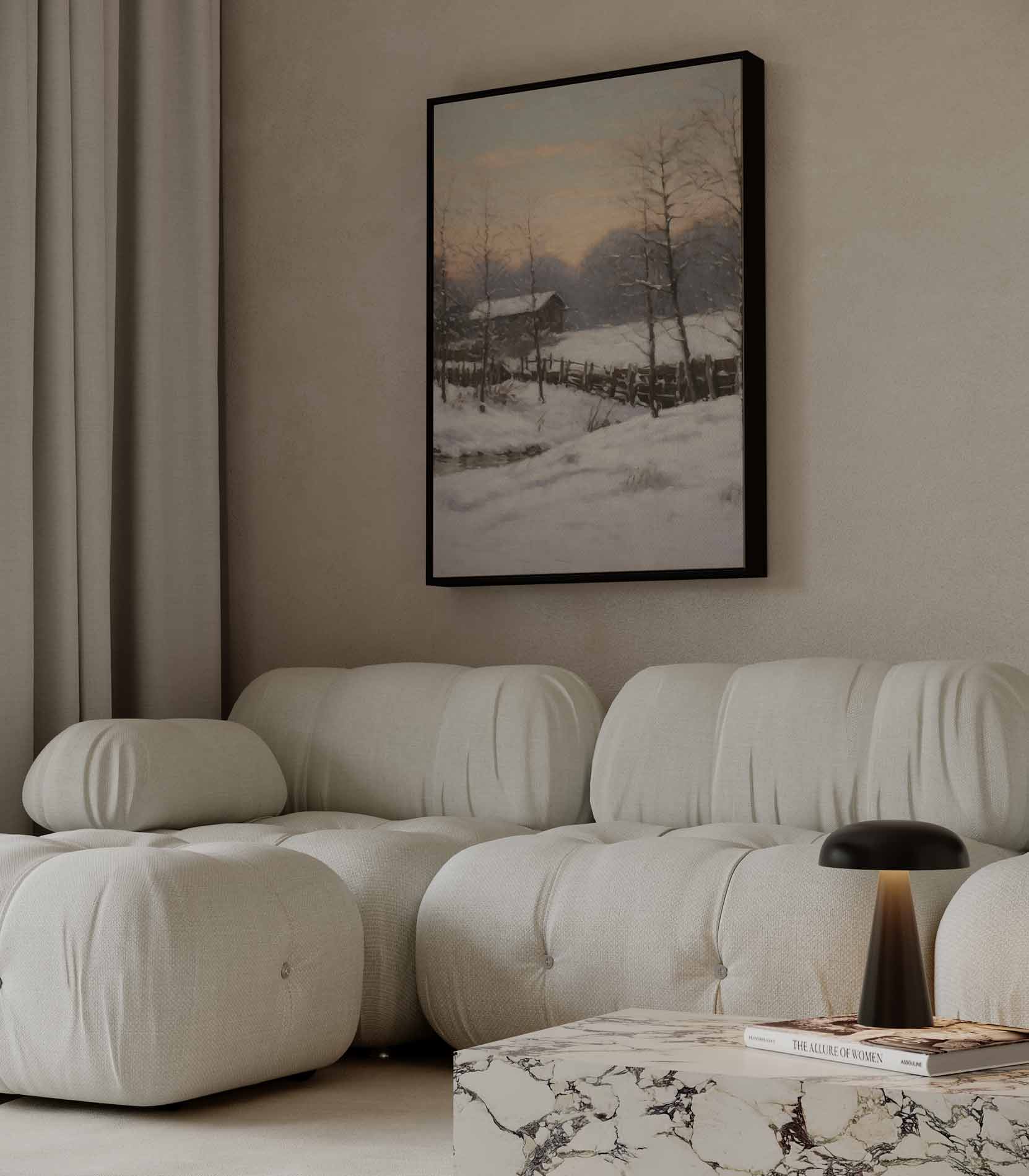 Winterlandschap bij Zonsopgang Kunstwerk-canvas-dibond-plexiglas-wanddecoratie-WallArtistic
