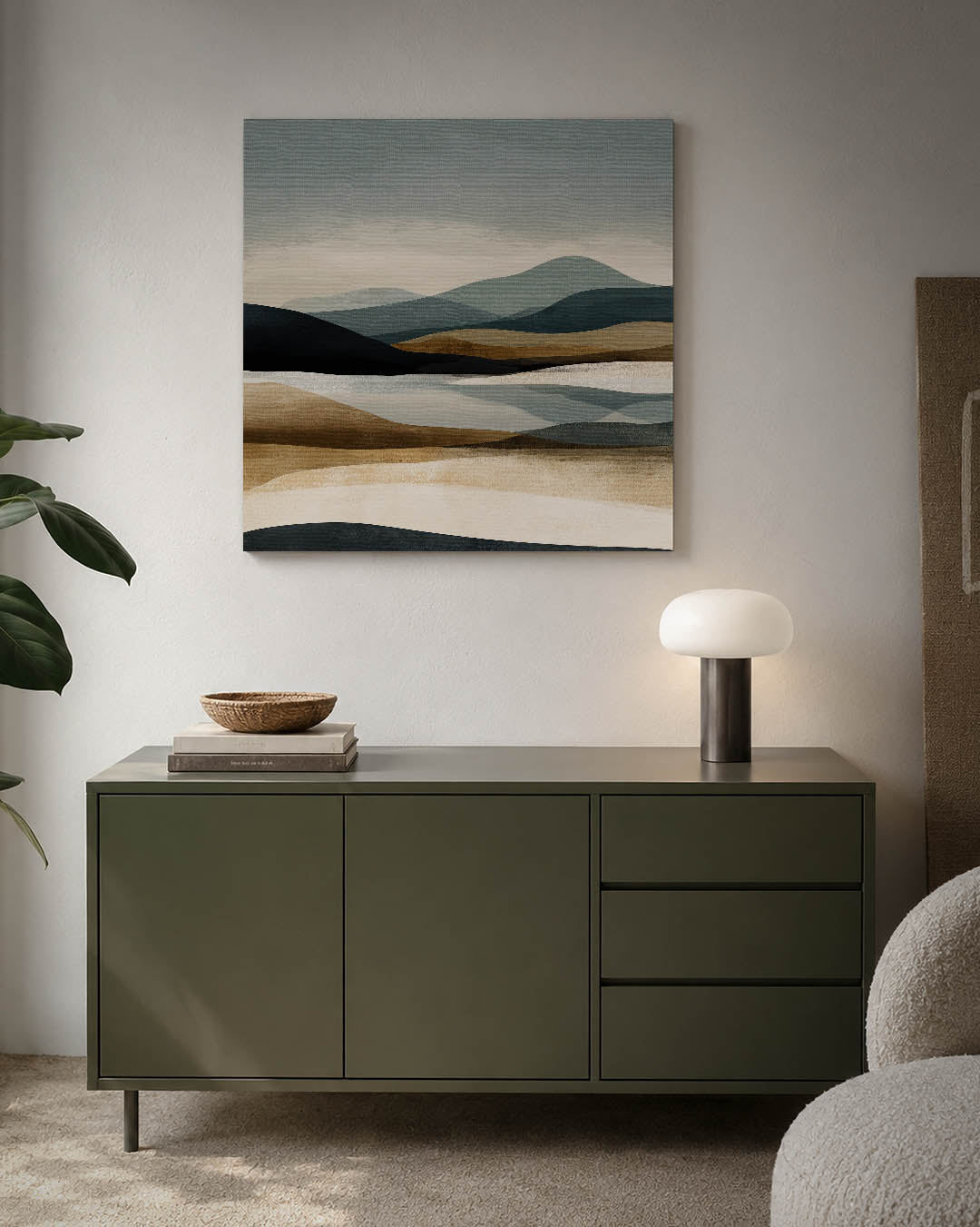 Gelaagde landschap compositie Kunstwerk