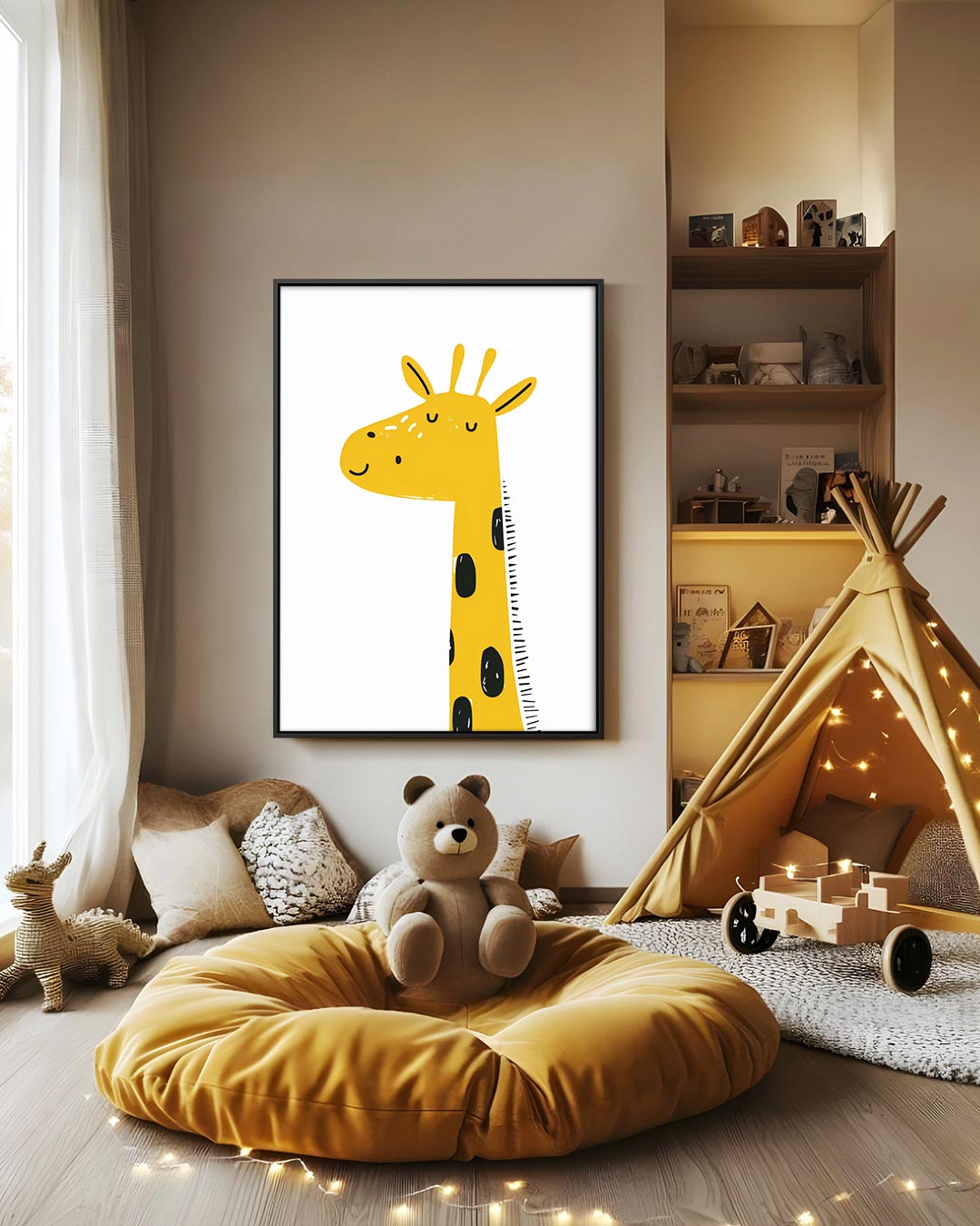 Vrolijke giraffe illustratie Kunstwerk