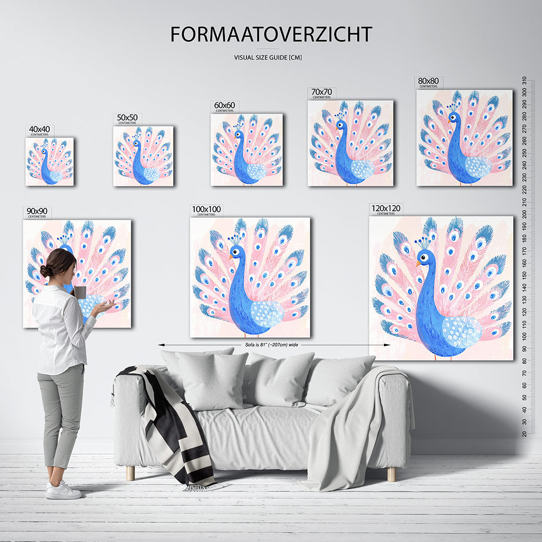 Vrolijke pauw illustratie Kunstwerk