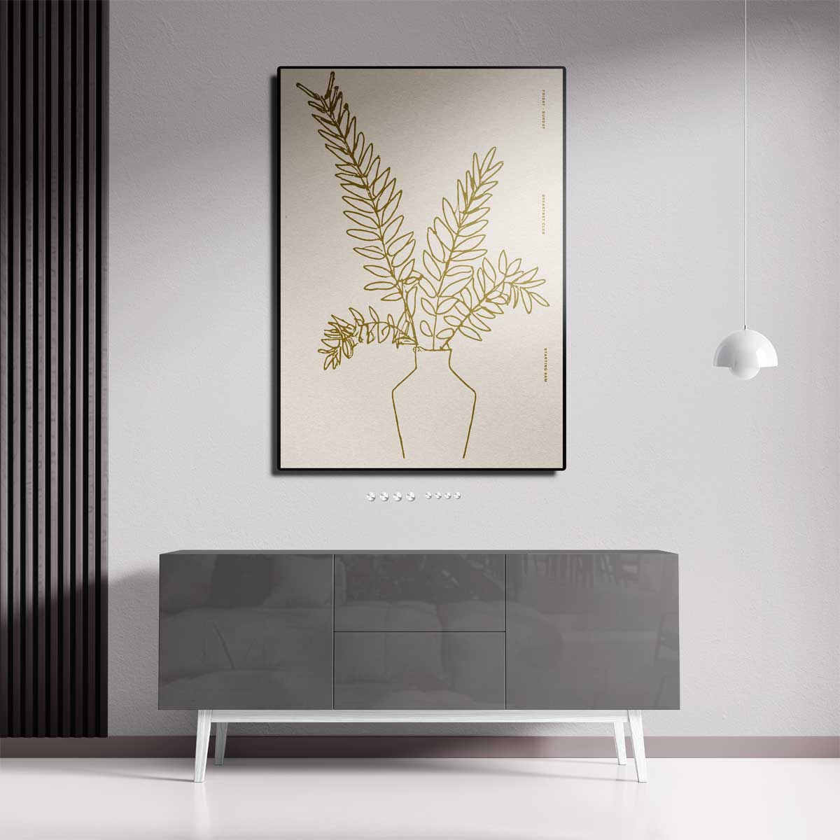 Minimalistische Bladeren in Vaas Kunstwerk-canvas-dibond-plexiglas-wanddecoratie-WallArtistic