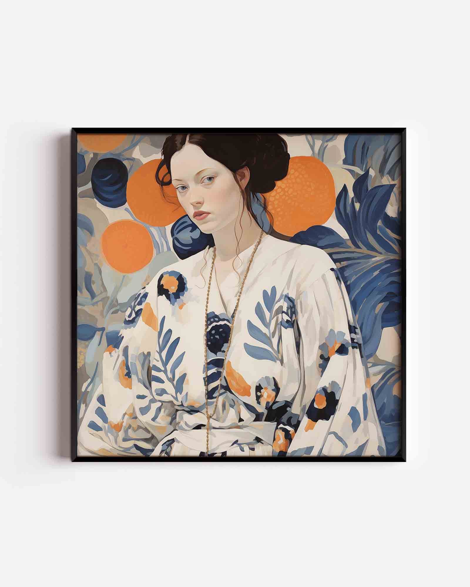 Vrouw met bloemenpatroon Poster