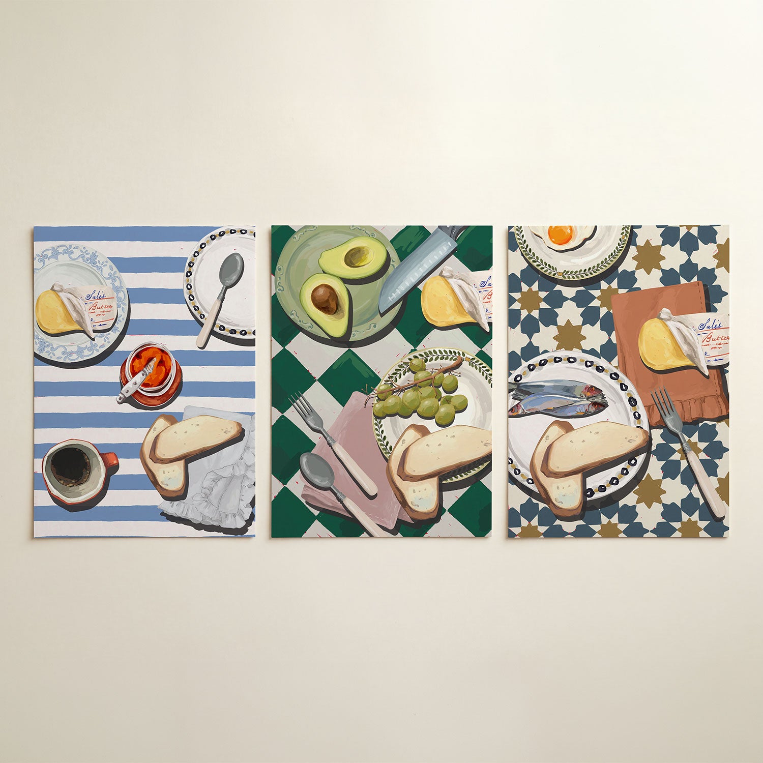 Ontbijt en strepen Posterset