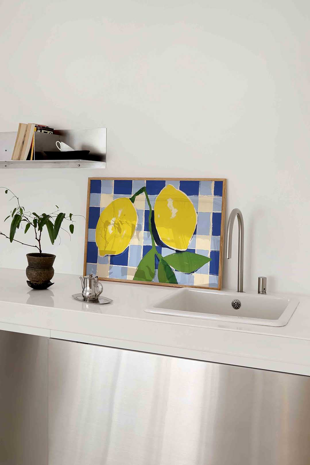 Citroenen op blauw wit Poster