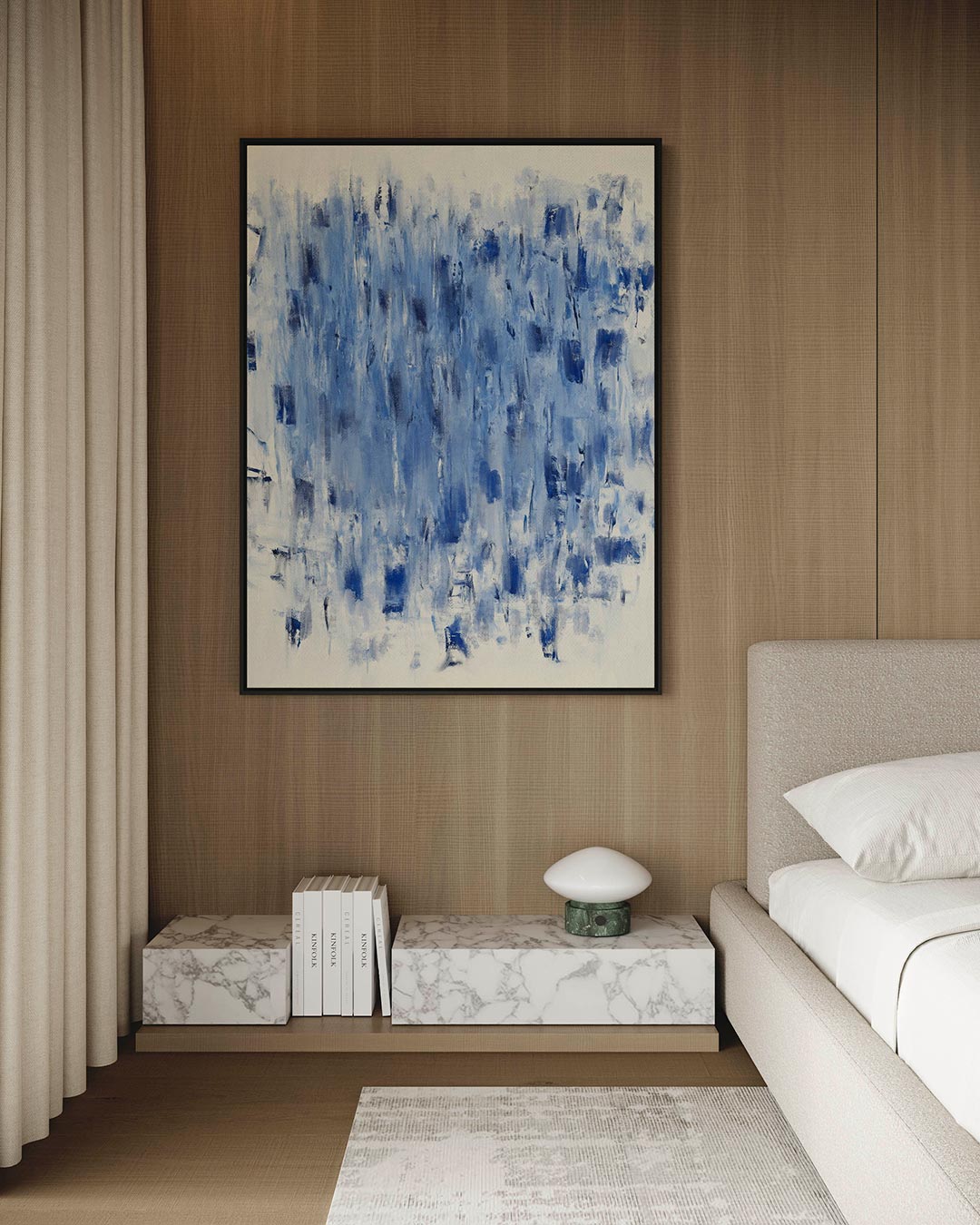 Dynamische blauwe streken Kunstwerk