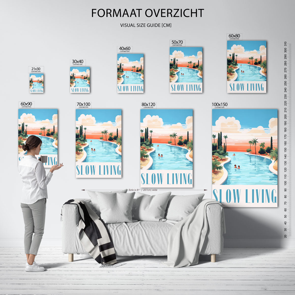 Zwembad en palmbomen Poster