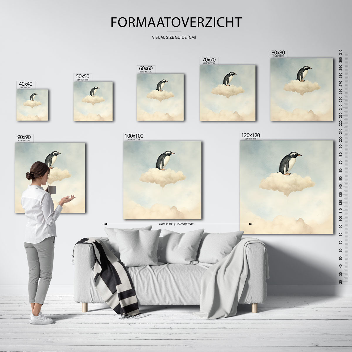 Pinguïn op wolk Poster