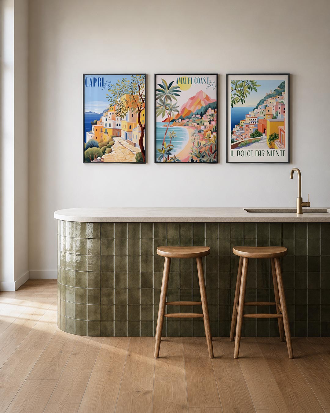 Zonnige kustlijn Posterset