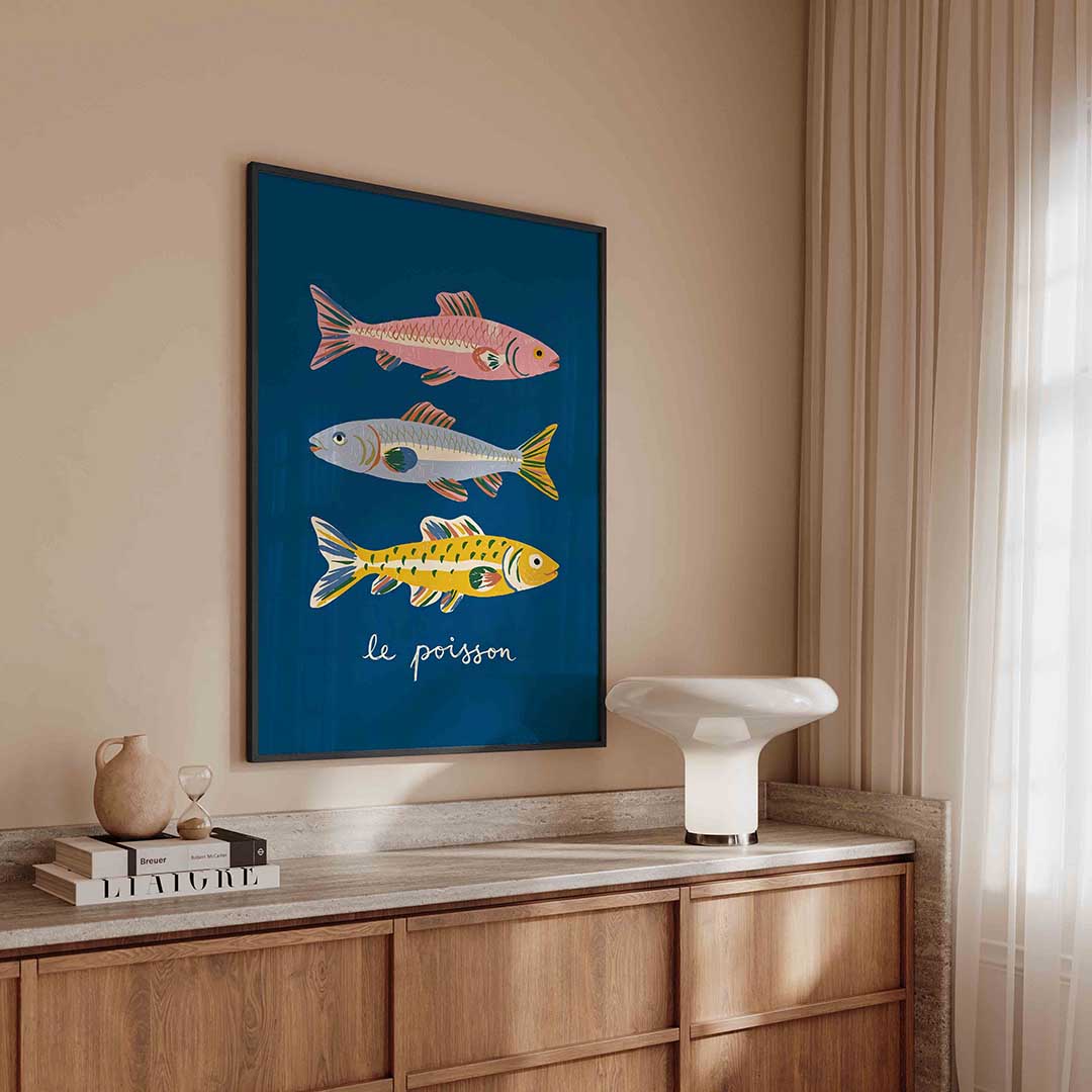 Drie kleurrijke vissen Poster