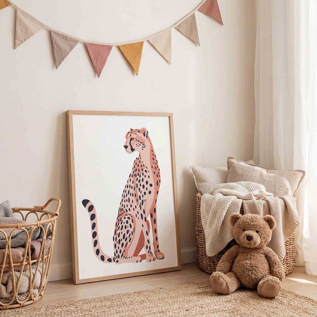 Zittende cheetah Poster