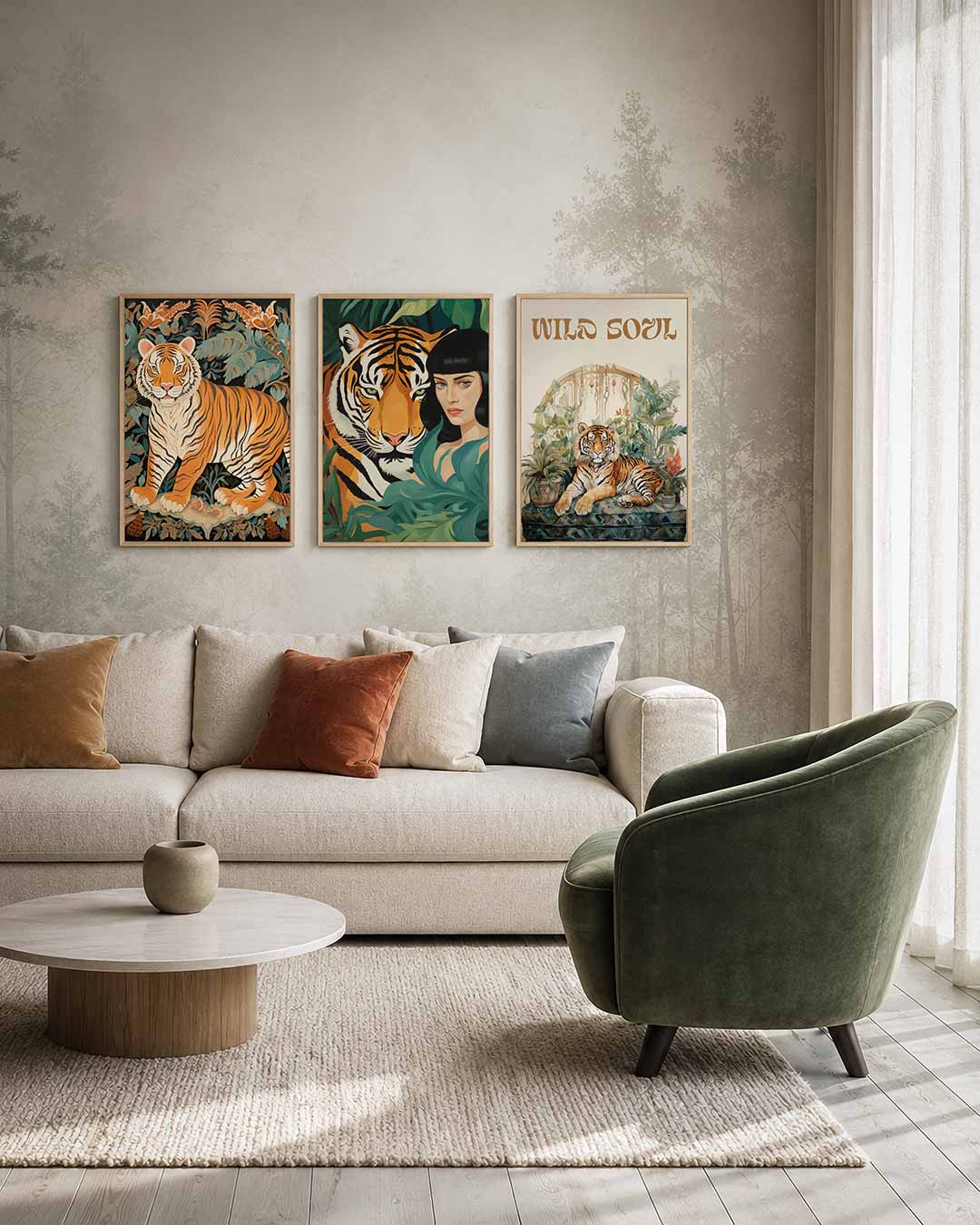 Tijger en bladeren Posterset