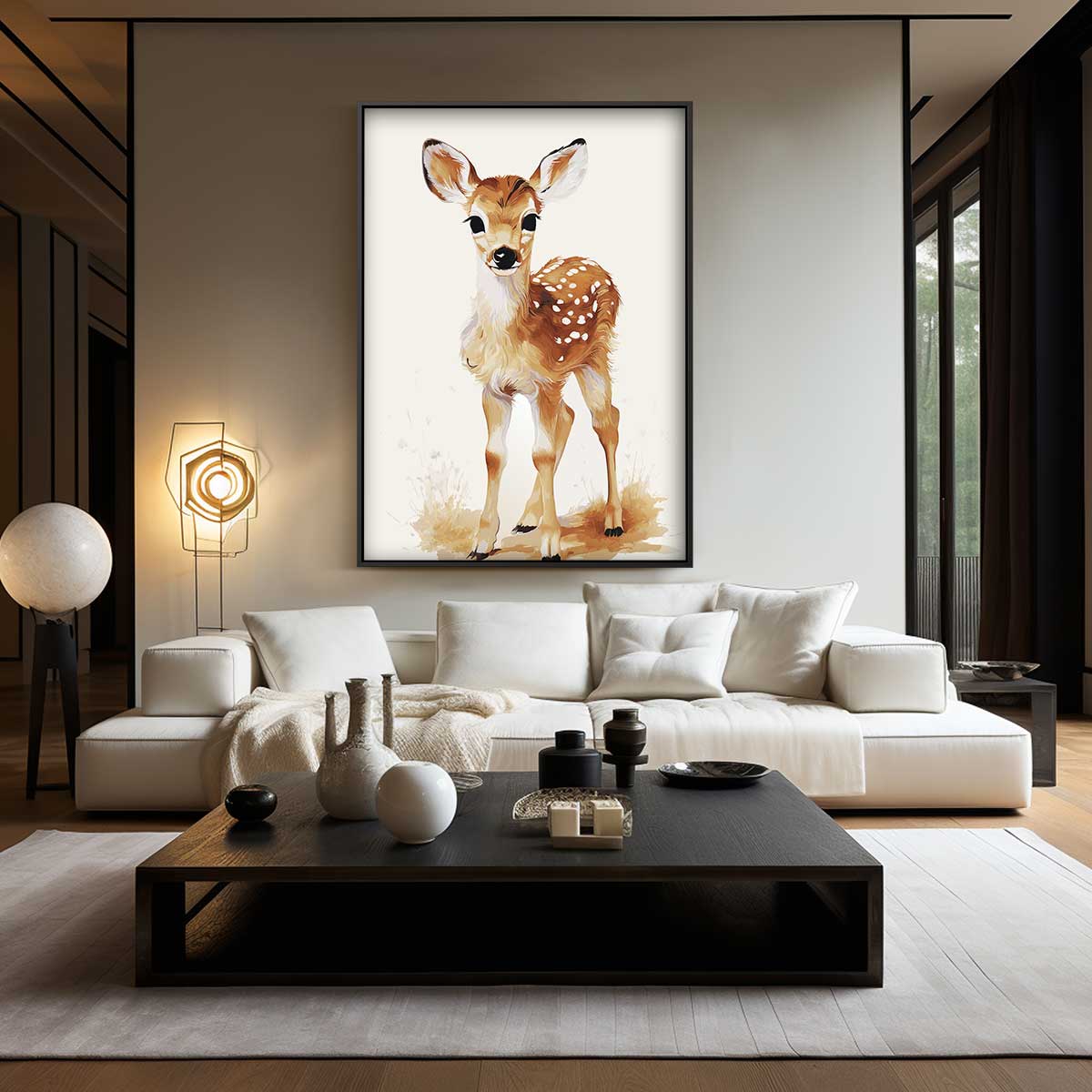 Schattig Hertenjong Portret Kunstwerk-canvas-dibond-plexiglas-wanddecoratie-WallArtistic