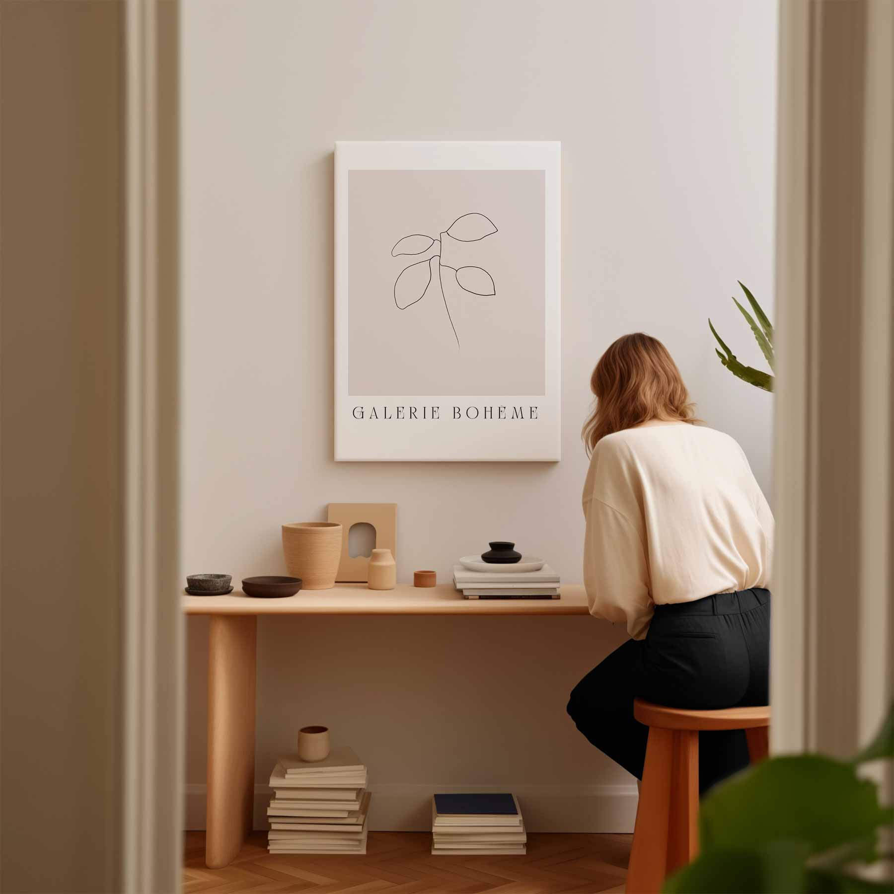 Minimalistische Botanische Schets Kunstwerk-canvas-dibond-plexiglas-wanddecoratie-WallArtistic