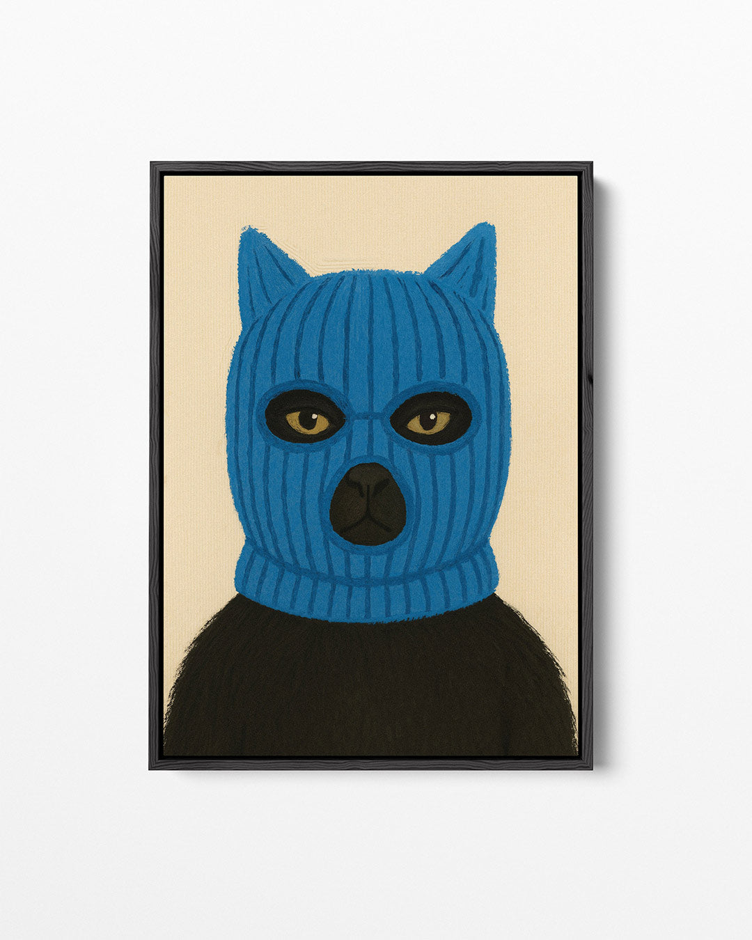 Kat in blauwe masker Kunstwerk