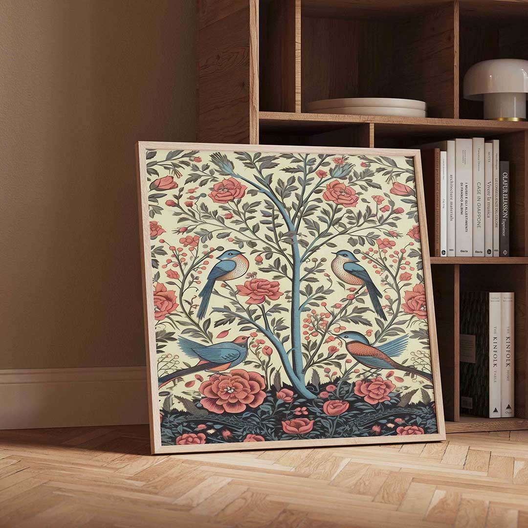 Vogels en bloemen Poster