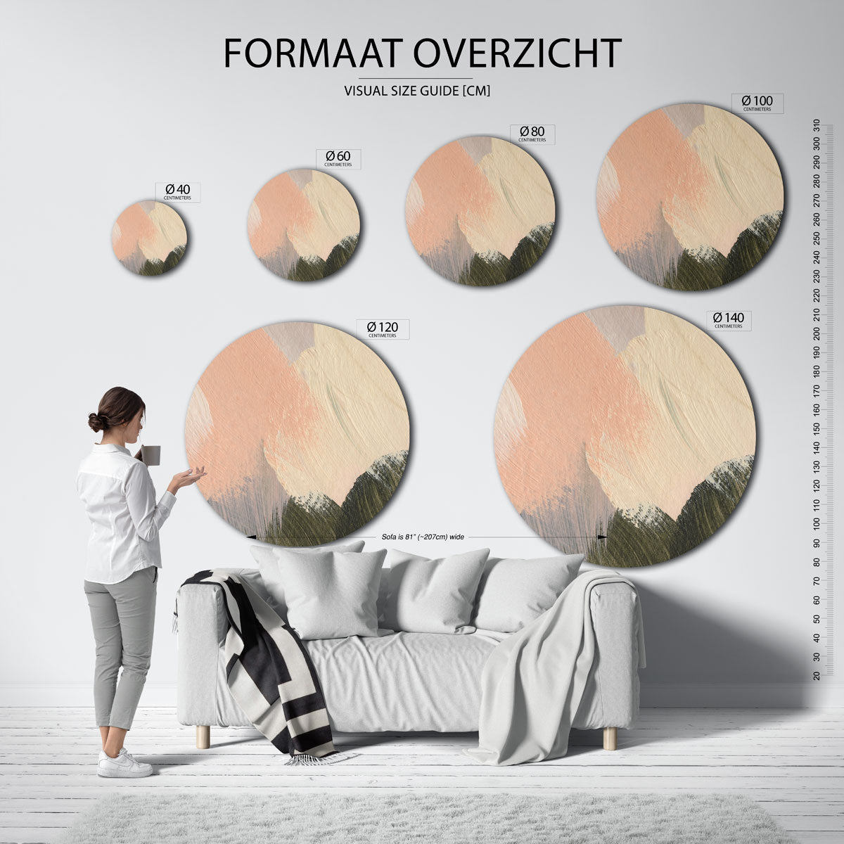 Abstracte penseelstreken Muurcirkel