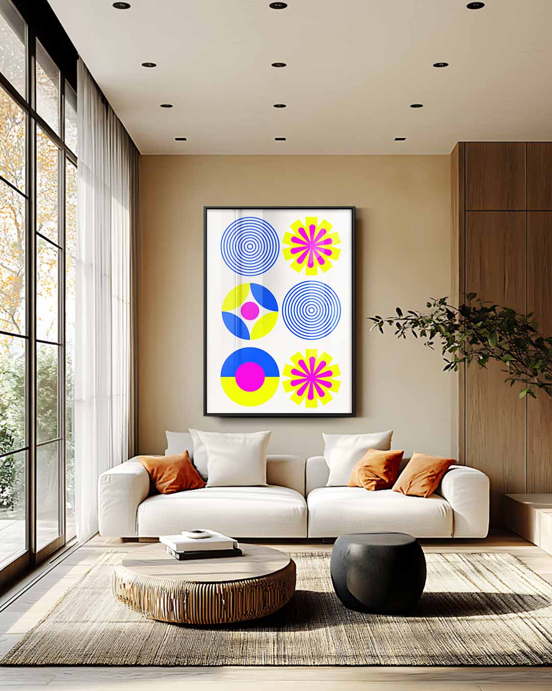 Kleurrijke Cirkelpatronen Kunstwerk-canvas-dibond-plexiglas-wanddecoratie-WallArtistic