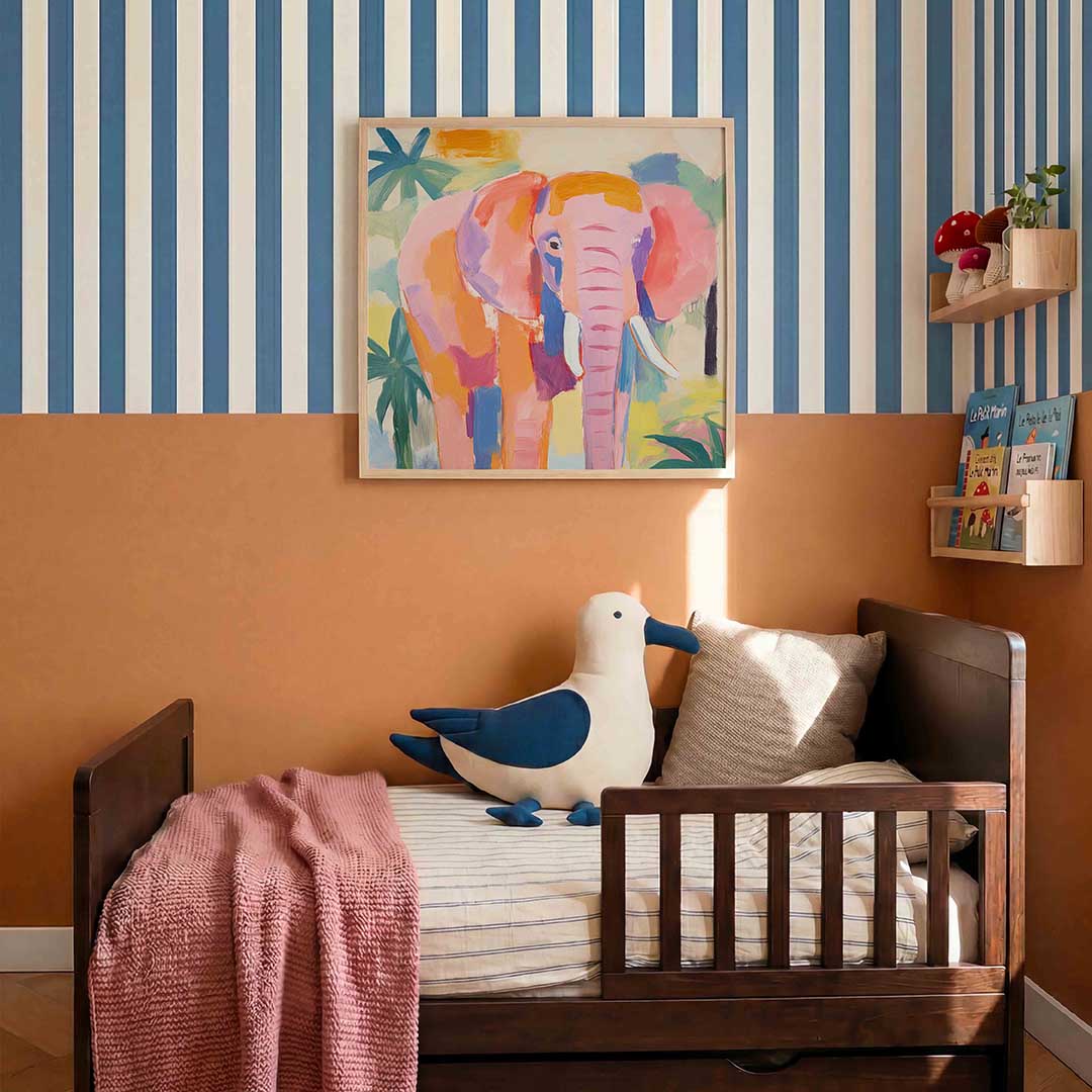 Olifant in kleurrijk landschap Poster